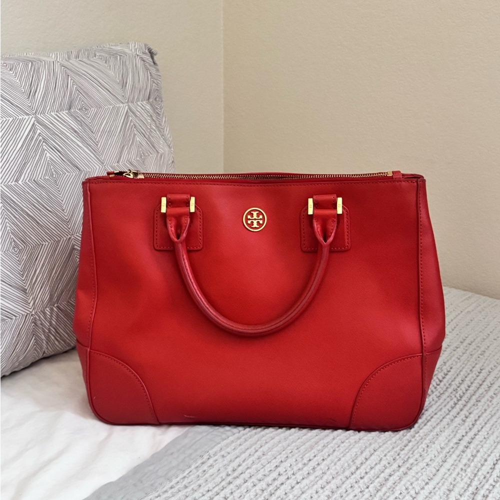 Tory Burch Orange Leather Tote 🍊